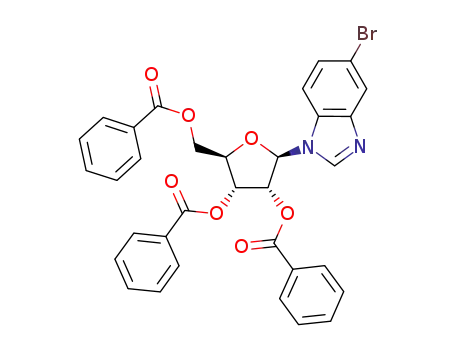 Molecular Structure of 1299292-26-4 (5-bromo-1-(2',3',5'-tri-O-benzoyl-β-D-ribofuranosyl)benzimidazole)