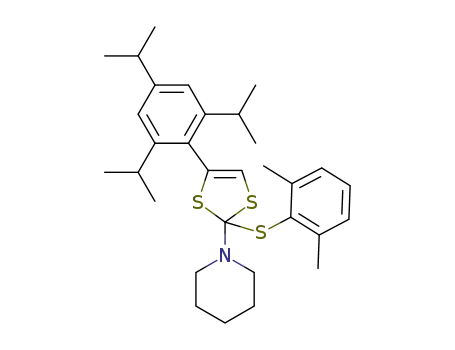 Molecular Structure of 1351992-63-6 (2-(2,6-dimethylphenylthio)-2-(piperidin-1-yl)-4-(2,4,6-triisopropylphenyl)-1,3-dithiole)