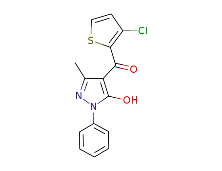 Molecular Structure of 934000-94-9 ((3-chloro-2-thienyl)(5-hydroxy-3-methyl-1-phenyl-1H-pyrazol-4-yl)methanone)