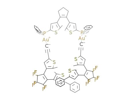 (C<sub>6</sub>H<sub>5</sub>)2PC<sub>4</sub>HS(CH<sub>3</sub>)C<sub>5</sub>H<sub>6</sub>C<sub>4</sub>HS(CH<sub>3</sub>)P(C<sub>6</sub>H<sub>5</sub>)2[C<sub>6</sub>H<sub>5</sub>C<sub>4</sub>HS(CH<sub>3</sub>)C<sub>5</sub>F<sub>6</sub>C<sub>4</sub>HS(CH<sub>3</sub>)CCAu]2
