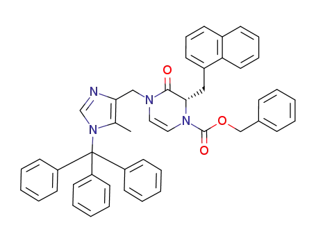 1(2H)-Pyrazinecarboxylic acid,
3,4-dihydro-4-[[5-methyl-1-(triphenylmethyl)-1H-imidazol-4-yl]methyl]-2-(
1-naphthalenylmethyl)-3-oxo-, phenylmethyl ester, (2S)-