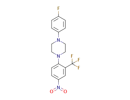 Molecular Structure of 1259332-94-9 (1-(4-fluorophenyl)-4-(4-nitro-2-(trifluoromethyl)phenyl)piperazine)