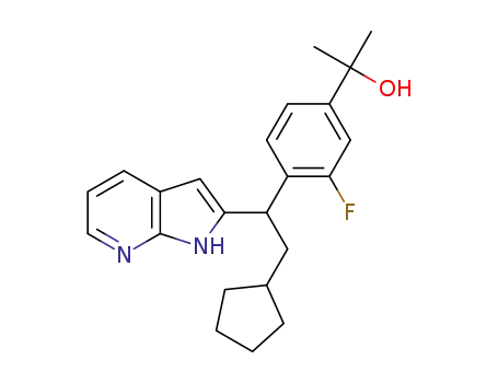 2-{4-[2-cyclopentyl-1-(1H-pyrrolo[2,3-b]pyridin-2-yl)-ethyl]-3-fluoro-phenyl}-propan-2-ol