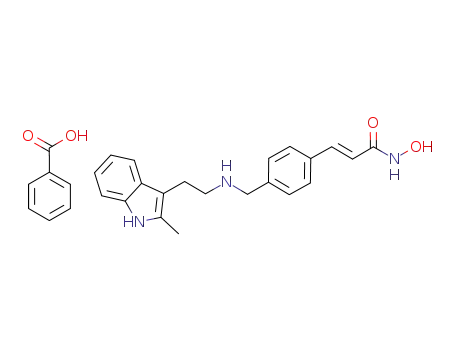 Molecular Structure of 960055-51-0 (N-hydroxy-3-[4-[[[2-(2-methyl-1H-indol-3-yl)ethyl]amino]methyl]phenyl]-2E-2-propenamide benzoate)