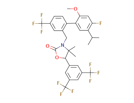 5-[3,5-bis(trifluoromethyl)phenyl]-3-{[4'-fluoro-2'-methoxy-5'-(propan-2-yl)-4-(trifluoromethyl)biphenyl-2-yl]methyl}-4,4-dimethyl-1,3-oxazolidin-2-one