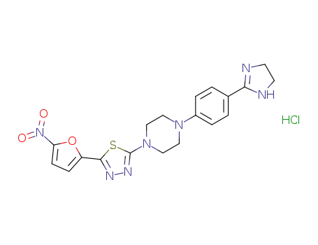 Molecular Structure of 1310494-11-1 (1-(4-(4,5-dihydro-1H-imidazol-2-yl)phenyl)-4-(5-(5-nitrofuran-2-yl)-1,3,4-thiadiazol-2-yl)piperazine hydrochloride)