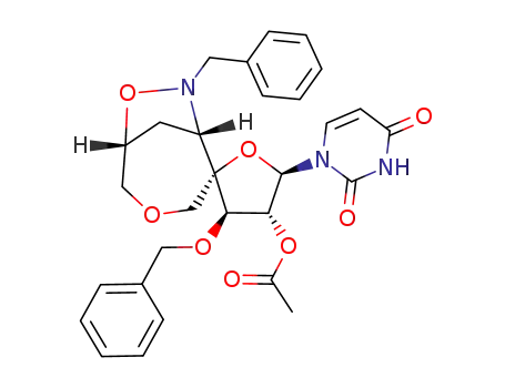 (2'S,3'R,4'R,5'R,4aS,5aR)-4'-acetoxy-3'-benzyloxy-6-benzyl-5'-(1H,3H-pyrimidyl-2,4-dion-1-yl)-6-aza-3,5-dioxa-bicyclo[4.2.1]nonanespiro[1.2']tetrahydro-furan
