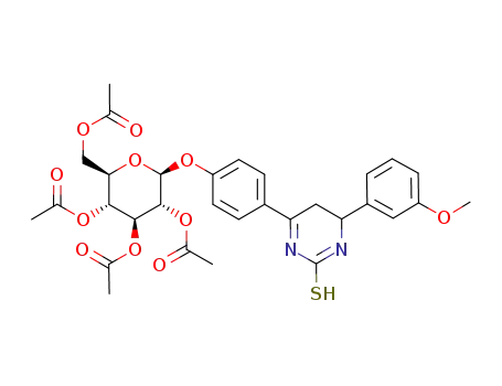 Acetic acid (2S,3R,4S,5R,6R)-4,5-diacetoxy-6-acetoxymethyl-2-{4-[2-mercapto-6-(3-methoxy-phenyl)-5,6-dihydro-pyrimidin-4-yl]-phenoxy}-tetrahydro-pyran-3-yl ester
