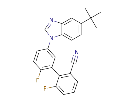 Molecular Structure of 1287738-95-7 (5'-(5-tert-butyl-1H-benzo[d]imidazol-1-yl)-2',6-difluorobiphenyl-2-carbonitrile)