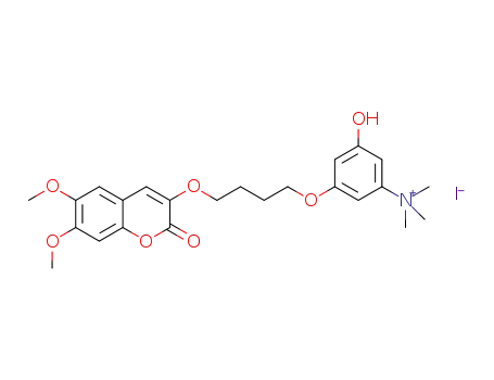 Molecular Structure of 1253783-70-8 (3-{4-[(6,7-dimethoxy-2-oxo-2H-chromen-3-yl)oxy]butoxy}-5-hydroxy-N,N,N-trimethylbenzenaminium iodide)