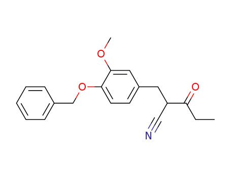 Molecular Structure of 656810-31-0 (Benzenepropanenitrile, 3-methoxy-a-(1-oxopropyl)-4-(phenylmethoxy)-)