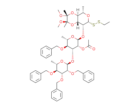 ethyl 3,4-O-(2,3-dimethoxybutane-2,3-diyl)-2-O-[2'-O-acetyl-4'-O-benzyl-3-(2'',3'',4''-tri-O-benzyl-α-L-rhamnopyranosyl)]-β-L-rhamnopyranosyl disulfide