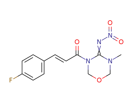 N-{3-[(E)-3-(4-fluorophenyl)acryloyl]-5-methyl-1,3,5-oxadiazinan-4-ylidene}nitramide