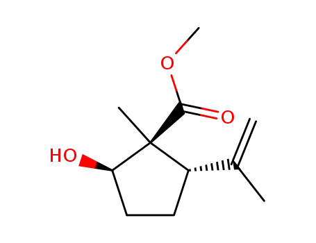 Molecular Structure of 820245-19-0 (Cyclopentanecarboxylic acid, 2-hydroxy-1-methyl-5-(1-methylethenyl)-, methyl ester, (1R,2S,5R)-rel- (9CI))