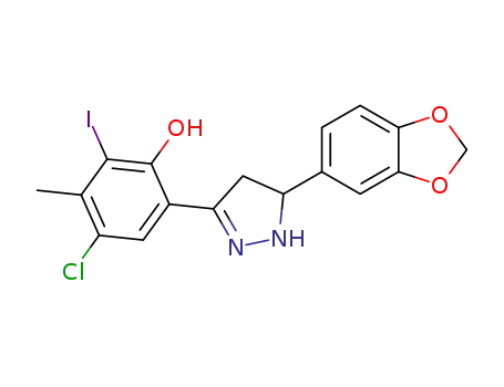 3-(2'-hydroxy-3'-iodo-4'-methyl-5'-chlorophenyl)-5-(3,4-methylenedioxyphenyl)-2-pyrazoline
