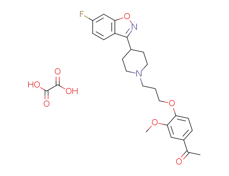 Molecular Structure of 1299470-44-2 (4'-[3-[4-(6-fluoro-1,2-benzisoxazol-3-yl)piperidino]propoxy]-3'-methoxyacetophenone oxalate)