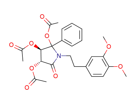 Molecular Structure of 749922-55-2 (2-Pyrrolidinone,
3,4,5-tris(acetyloxy)-1-[2-(3,4-dimethoxyphenyl)ethyl]-5-phenyl-,
(3R,4R)-)