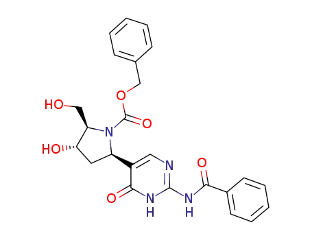 (2R,4S,5R)-N-(benzyloxy)carbonyl-2-[2-(N-benzoylamino)-4-oxo-3,4-dihydropyrimidin-5-yl]-4-hydroxy-5-hydroxymethyl pyrrolidine