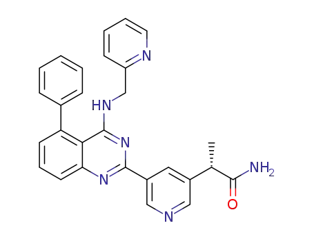 Molecular Structure of 1272357-15-9 (2-(5-(5-phenyl-4-(pyridin-2-ylmethylamino)quinazolin-2-yl)pyridin-3-yl)propanamide)