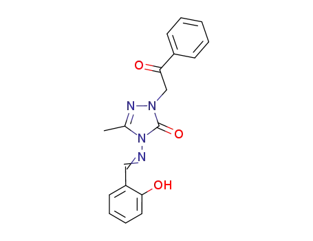 Molecular Structure of 881543-81-3 (3H-1,2,4-Triazol-3-one,
2,4-dihydro-4-[[(2-hydroxyphenyl)methylene]amino]-5-methyl-2-(2-oxo-2
-phenylethyl)-)