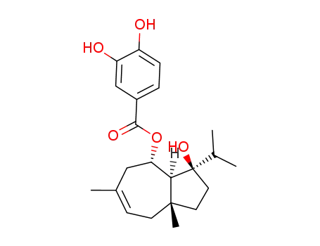 Molecular Structure of 126783-56-0 (Benzoic acid,3,4-dihydroxy-,(3R,3aS,4S,8aR)-1,2,3,3a,4,5,8,8a-octahydro-3-hydroxy-6,8a-dimethyl-3-(1-methylethyl)-4-azulenylester)