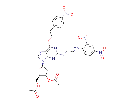 3',5'-di-O-acetyl-2'-deoxy-N<sub>2</sub>-{2-[(2,4-dinitrophenyl)amino]ethyl}-O<sub>6</sub>-[2-(4-nitrophenyl)ethyl]guanosine