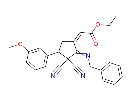 (2Z)-ethyl 2-(2-(benzylimino)-3,3-dicyano-4-(3-methoxyphenyl)cyclopentylidene)acetate