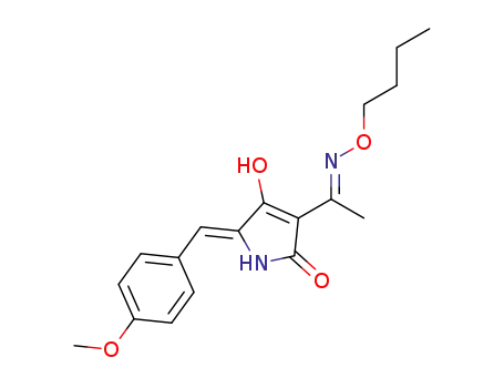 Molecular Structure of 1262232-58-5 ((Z)-3-((E)-1-(butoxyimino)ethyl)-4-hydroxy-5-(4-methoxybenzylidene)-1,5-dihydro-2H-pyrrole-2-one)