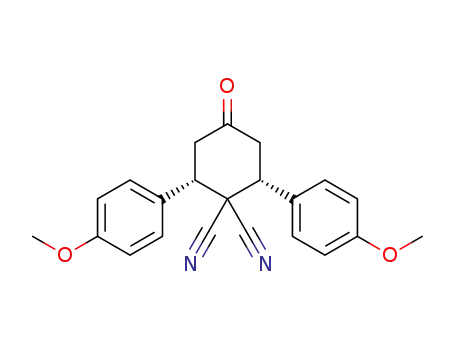 Molecular Structure of 143287-21-2 (1,1-Cyclohexanedicarbonitrile, 2,6-bis(4-methoxyphenyl)-4-oxo-, cis-)