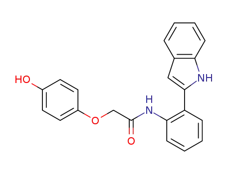 Molecular Structure of 677297-23-3 (Acetamide, 2-(4-hydroxyphenoxy)-N-[2-(1H-indol-2-yl)phenyl]-)