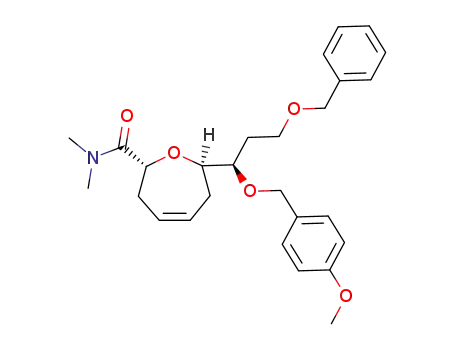 Molecular Structure of 869385-97-7 ((1'R,2R,7R)-7-[3'-benzyloxy-1'-(4-methoxybenzyloxy)propyl]-2,3,6,7-tetrahydrooxepine-2-carboxylic acid dimethylamide)