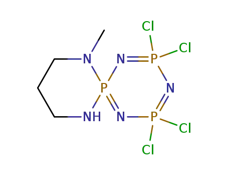 Molecular Structure of 141100-39-2 (2,2,4,4-Tetrachloro-7-methyl-1,3,5,7,11-pentaaza-2λ<sup>5</sup>,4λ<sup>5</sup>,6λ<sup>5</sup>-triphospha-spiro[5.5]undeca-1(6),2,4-triene)