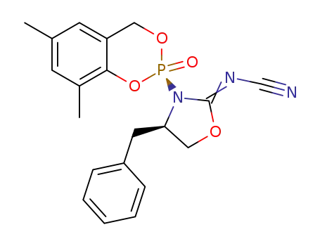 (S<SUB>P</SUB>,4'R<SUB>C</SUB>)-6,8-dimethyl-2-(4'-benzyl-2'-N-cyanimino-oxazolidin-3'-yl)-4H-1,3,2-benzodioxaphosphorin-2-oxide