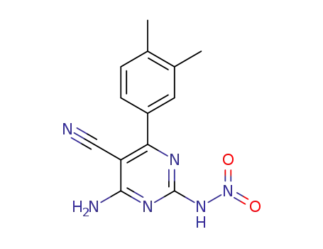 Molecular Structure of 1374981-20-0 (4-amino-6-(3,4-dimethylphenyl)-2-nitroaminopyrimidine-5-carbonitrile)