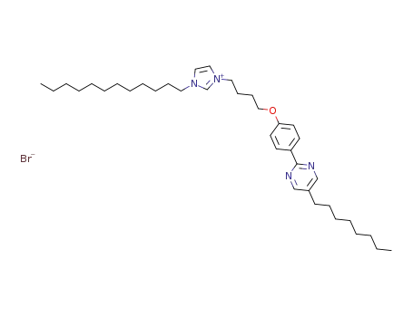 Molecular Structure of 1403575-28-9 (3-dodecyl-1-{4-[4-(5-octylpyrimidin-2-yl)phenoxy]butyl}imidazolium bromide)
