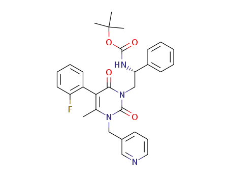 {2-[5-(2-fluoro-phenyl)-4-methyl-2,6-dioxo-3-pyridin-3-ylmethyl-3,6-dihydro-2<i>H</i>-pyrimidin-1-yl]-1-phenyl-ethyl}-carbamic acid <i>tert</i>-butyl ester