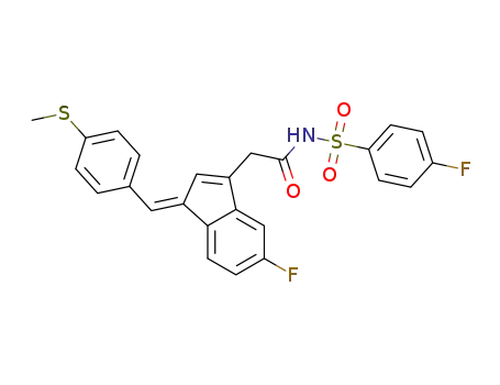 (E)-2-(5-fluoro-1-(4-(methylthio)benzylidene)-1H-inden-3-yl)-N-(4-fluorophenylsulfonyl)acetamide