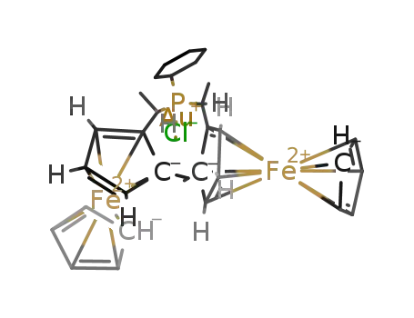 chloro((2R,3R,7R,8R)-2,8-dimethyl-1-cyclohexyl-diferroceno-[c,f]-phosphocin)gold(I)