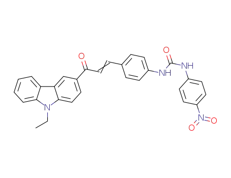 Molecular Structure of 1447733-65-4 (1-{4-[3-(9-ethyl-9H-carbazol-3-yl)-3-oxopropenyl]phenyl}-3-(4-nitrophenyl)urea)