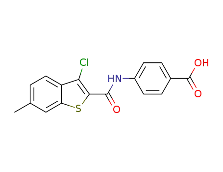 Molecular Structure of 1381771-25-0 (N-(4-carboxyphenyl)-6-methyl-3-chlorobenzo[b]thiophene-2-carboxamide)