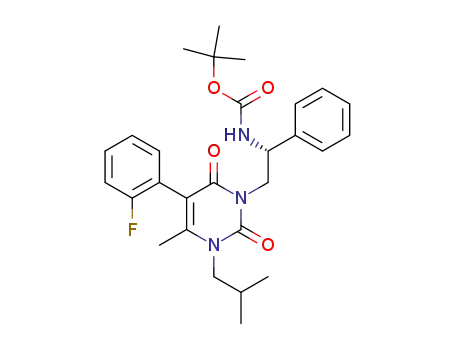 {2-[5-(2-fluoro-phenyl)-3-isobutyl-4-methyl-2,6-dioxo-3,6-dihydro-2<i>H</i>-pyrimidin-1-yl]-1-phenyl-ethyl}-carbamic acid <i>tert</i>-butyl ester