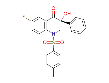 Molecular Structure of 1426678-15-0 ((R)-6-fluoro-3-hydroxy-3-phenyl-1-tosyl-2,3-dihydroquinolin-4(1H)-one)