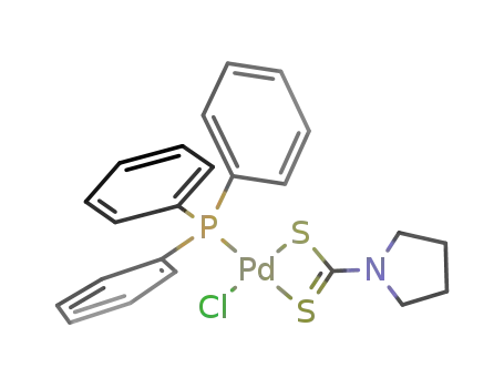 Molecular Structure of 1449578-49-7 ((PPh3)Pd(Cl)(κ(2)S,S-S2CNC4H8))
