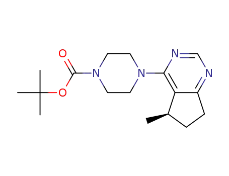 Molecular Structure of 1001178-90-0 ((R)-Tert-butyl 4-(5-Methyl-6,7-dihydro-5H-cyclopenta[d]pyriMidin-4-yl)piperazine-1-carboxylate)