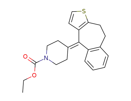 Molecular Structure of 23455-54-1 (4-(9,10-dihydro-benzo[4,5]cyclohepta[1,2-<i>b</i>]thiophen-4-ylidene)-piperidine-1-carboxylic acid ethyl ester)