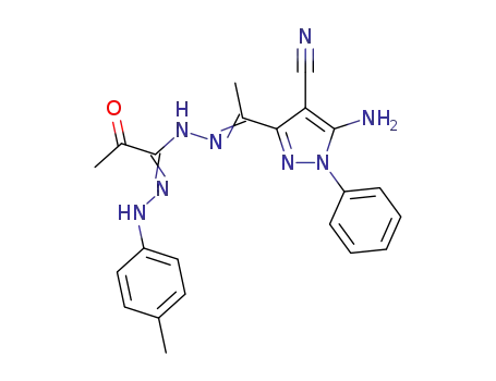 3-acetyl-5-(p-tolyl)-1-[(5-amino-4-cyano-1-phenylpyrazol-3-yl)ethylidene]-1,2-dihydroformazan