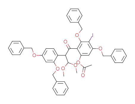 acetic acid 3,5-bis-benzyloxy-2-[2-(2,4-bis-benzyloxy-phenyl)-3,3-dimethoxy-propionyl]-4-iodo-phenyl ester