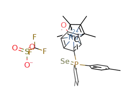 Molecular Structure of 1426142-18-8 ([Cp*Ru(η<sup>6</sup>-p-MeOC<sub>6</sub>H<sub>5</sub>P(p-tol)<sub>2</sub>Se)][OTf])