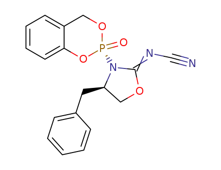 (R<SUB>P</SUB>,4'R<SUB>C</SUB>)-2-(4'-benzyl-2'-N-cyanimino-oxazolidin-3'-yl)-4H-1,3,2-benzodioxaphosphorin-2-oxide