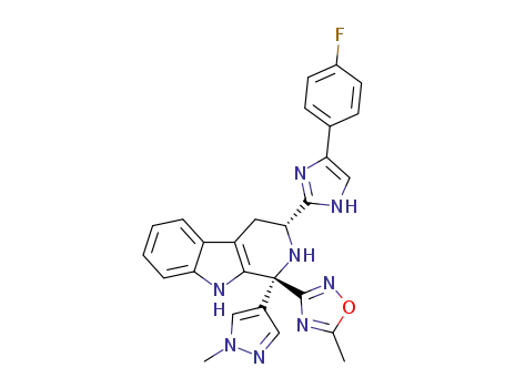 3-((1R,3R)-3-(4-(4-fluorophenyl)-1H-imidazol-2-yl)-1-(1-methyl-1H-pyrazol-4-yl)-2,3,4,9-tetrahydro-1H-pyrido[3,4-b]indol-1-yl)-5-methyl-1,2,4-oxadiazole